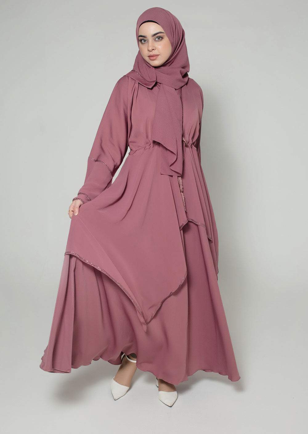 DSL-13 Shilpa- Pink Abaya – Memsaab