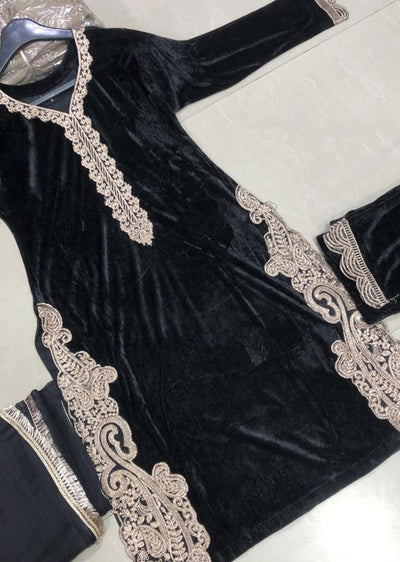 BP1203 Black Readymade Velvet Suit - Memsaab Online