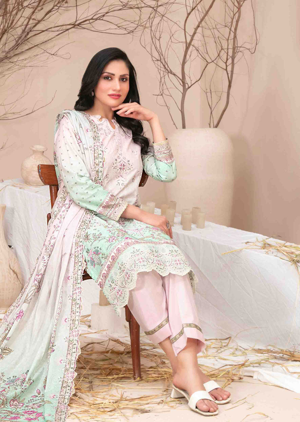 D-2603 - Unstitched - Ursiya Embroidered Lawn by Tawakkal 2024 - Memsaab Online