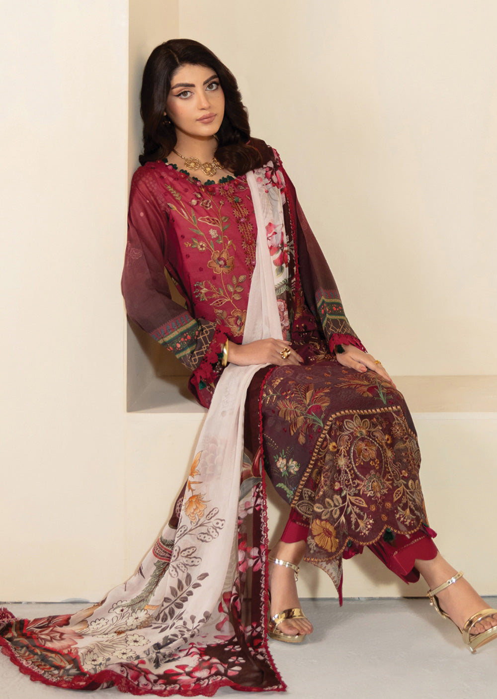 RMSHO-03 - Unstitched - Ramsha Mashaal Luxury Lawn Vol 13 - Memsaab Online