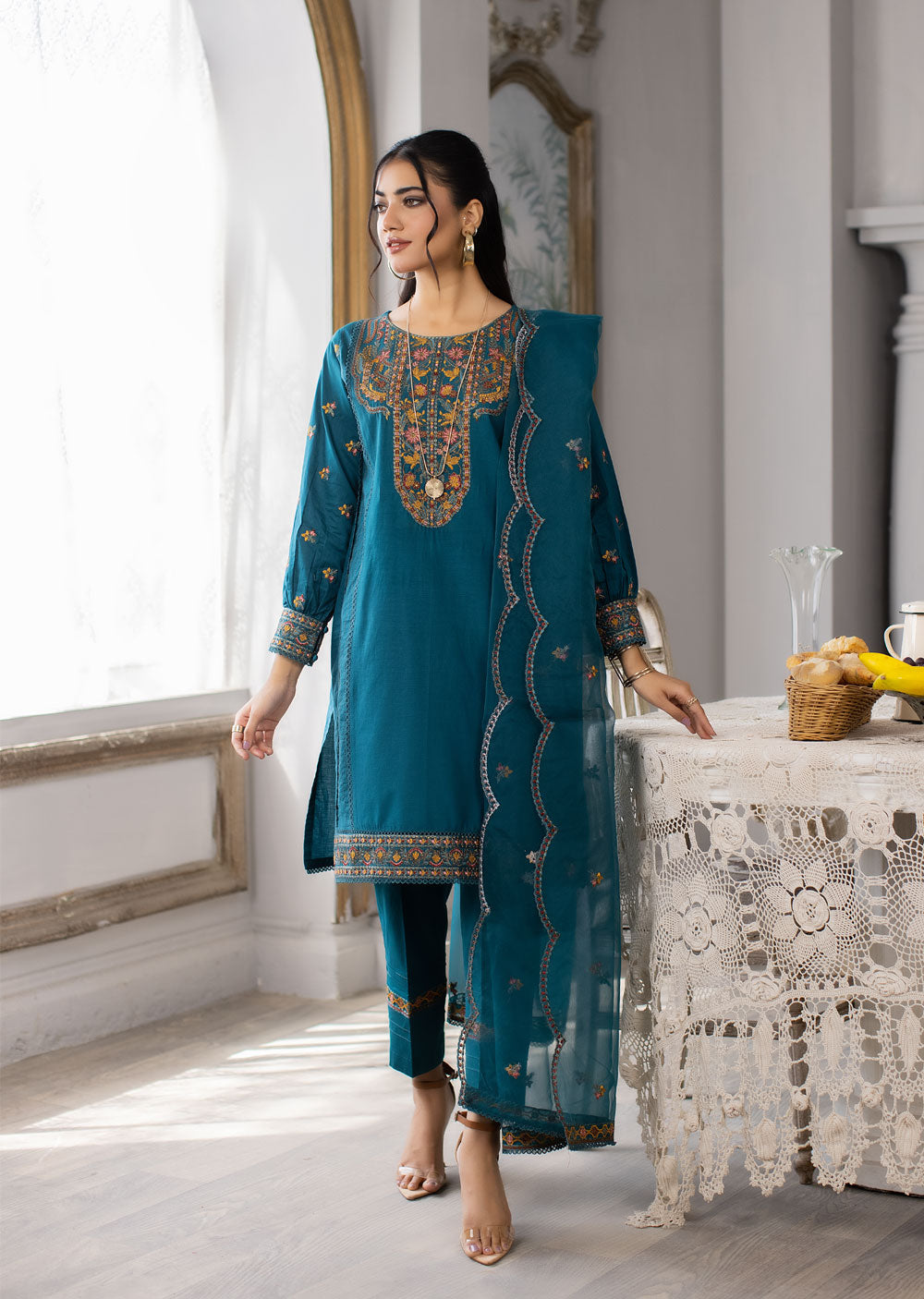 MDM-71 - Readymade - Embroidered Cotton Suit - Memsaab Online