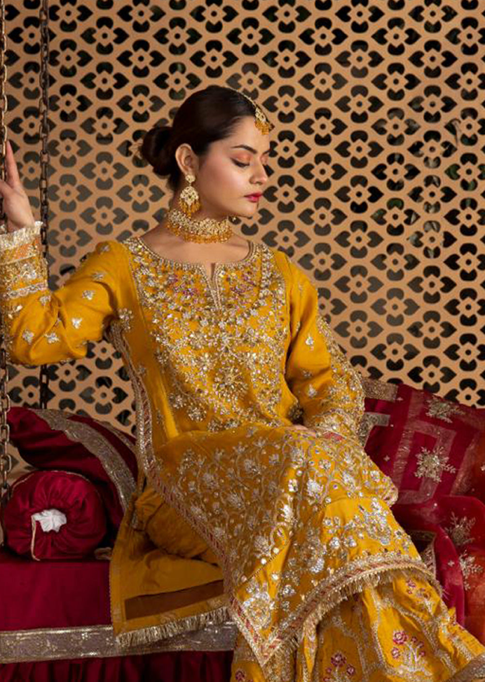 SAJN-05 - Yellow - Readymade - Sajni Organza Net Collection 2025 - Memsaab Online