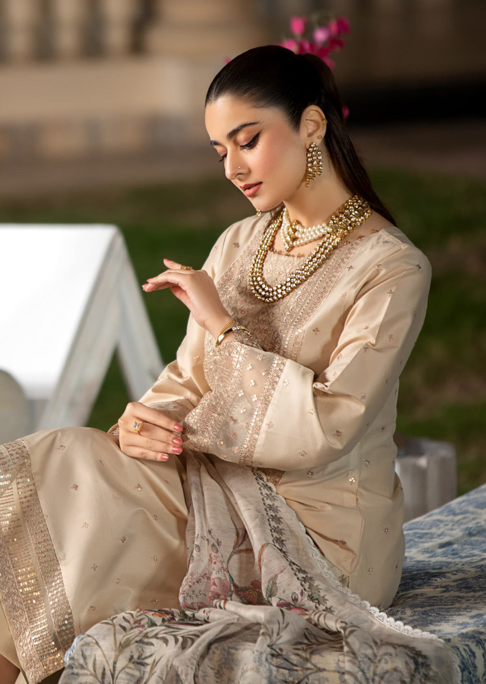 HSS-303 - Cream - Readymade - Heeras Suit 2025 - Memsaab Online