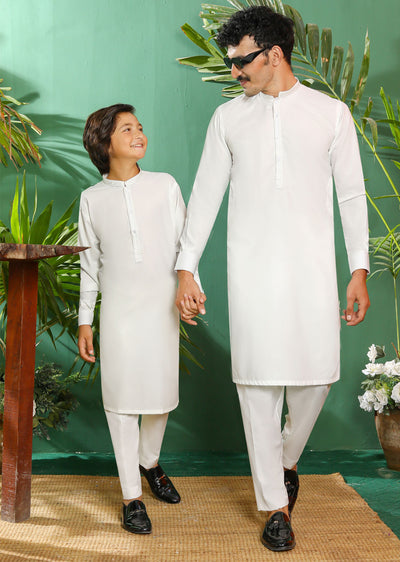 ZN2953A Off White Readymade Father & Son Salwar Kameez - Memsaab Online