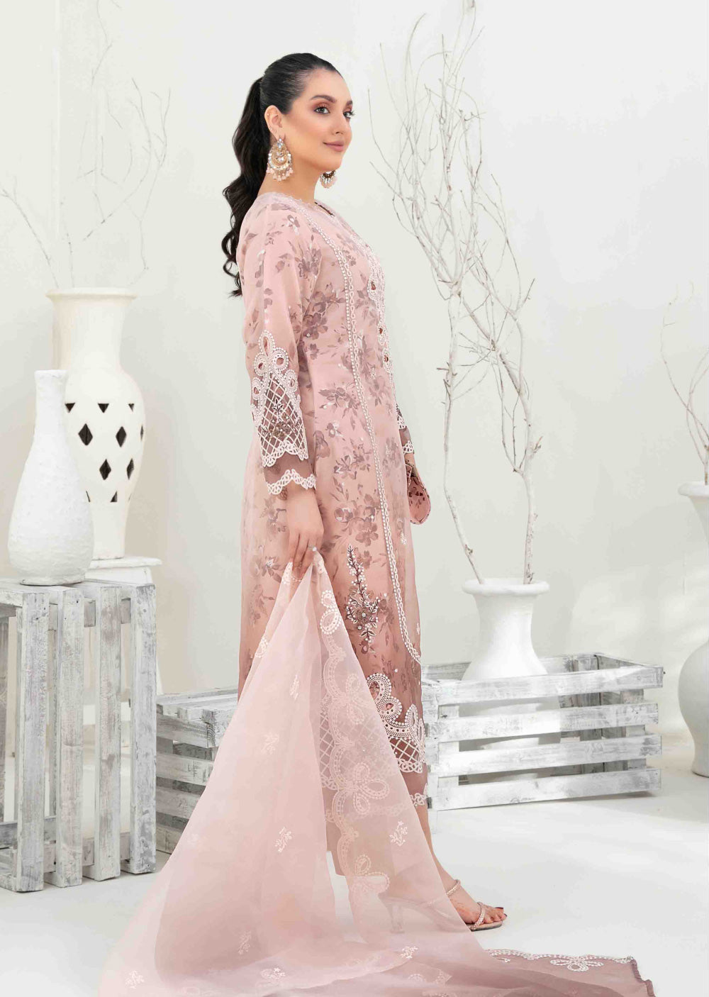 YSN-4030 - Unstitched - Yasna Embroidered Fancy Organza Suit 2025 - Memsaab Online