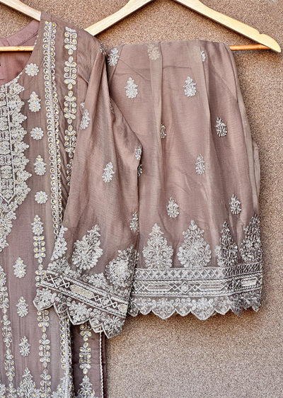 UJK-01 - Brown - Readymade - Florine Chiffon Suit 2025 - Memsaab Online