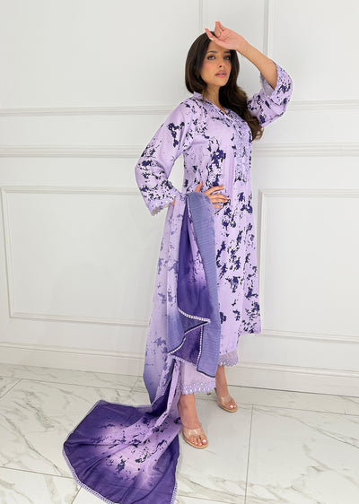 SMR3102 Yumna - Lilac Readymade Silk Suit - Memsaab Online