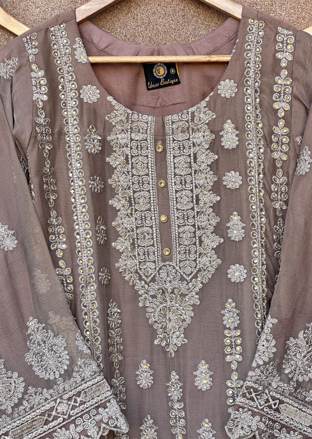 UJK-01 - Brown - Readymade - Florine Chiffon Suit 2025 - Memsaab Online