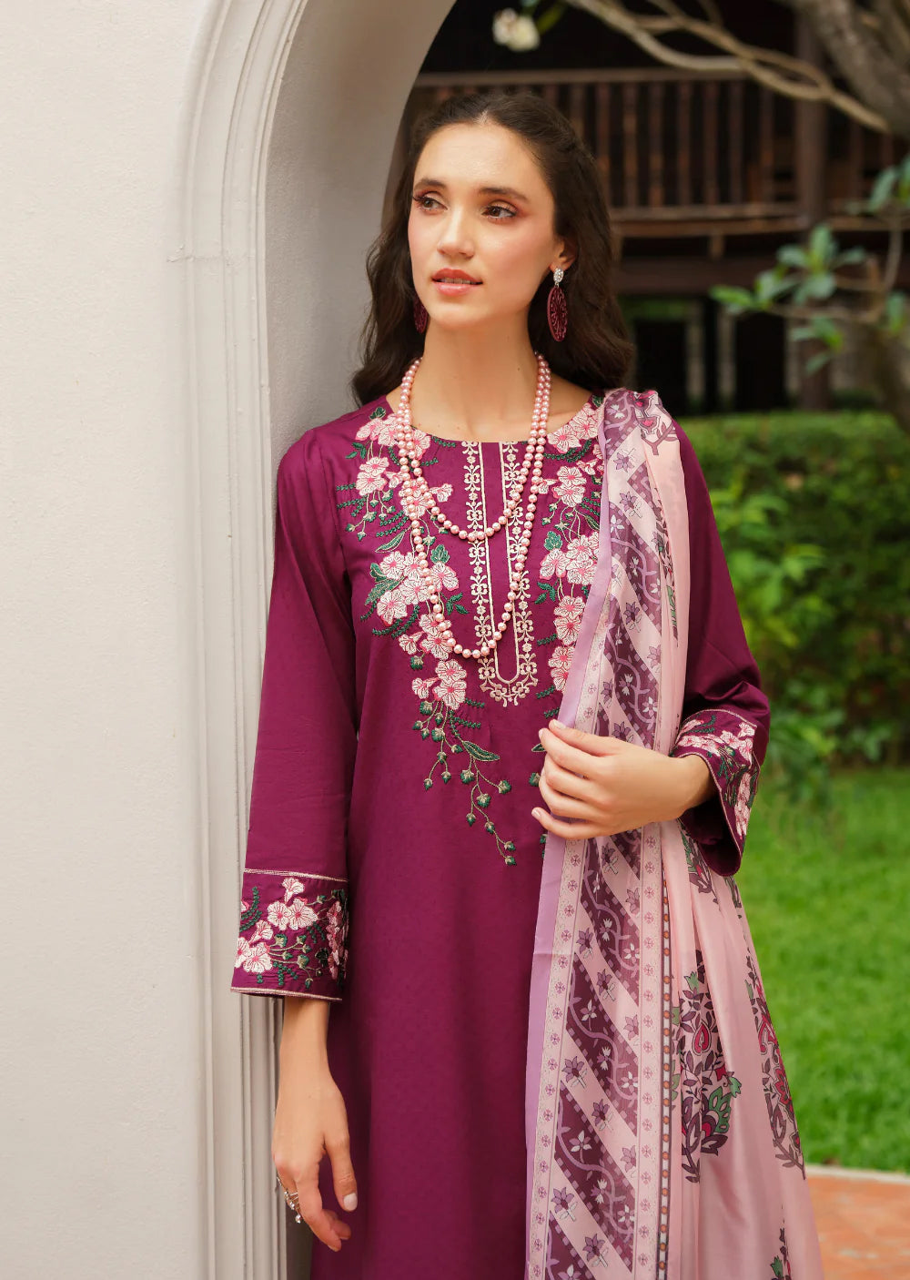 Blush Serenity- Readymade 3 Piece Cotton Suit - Memsaab Online