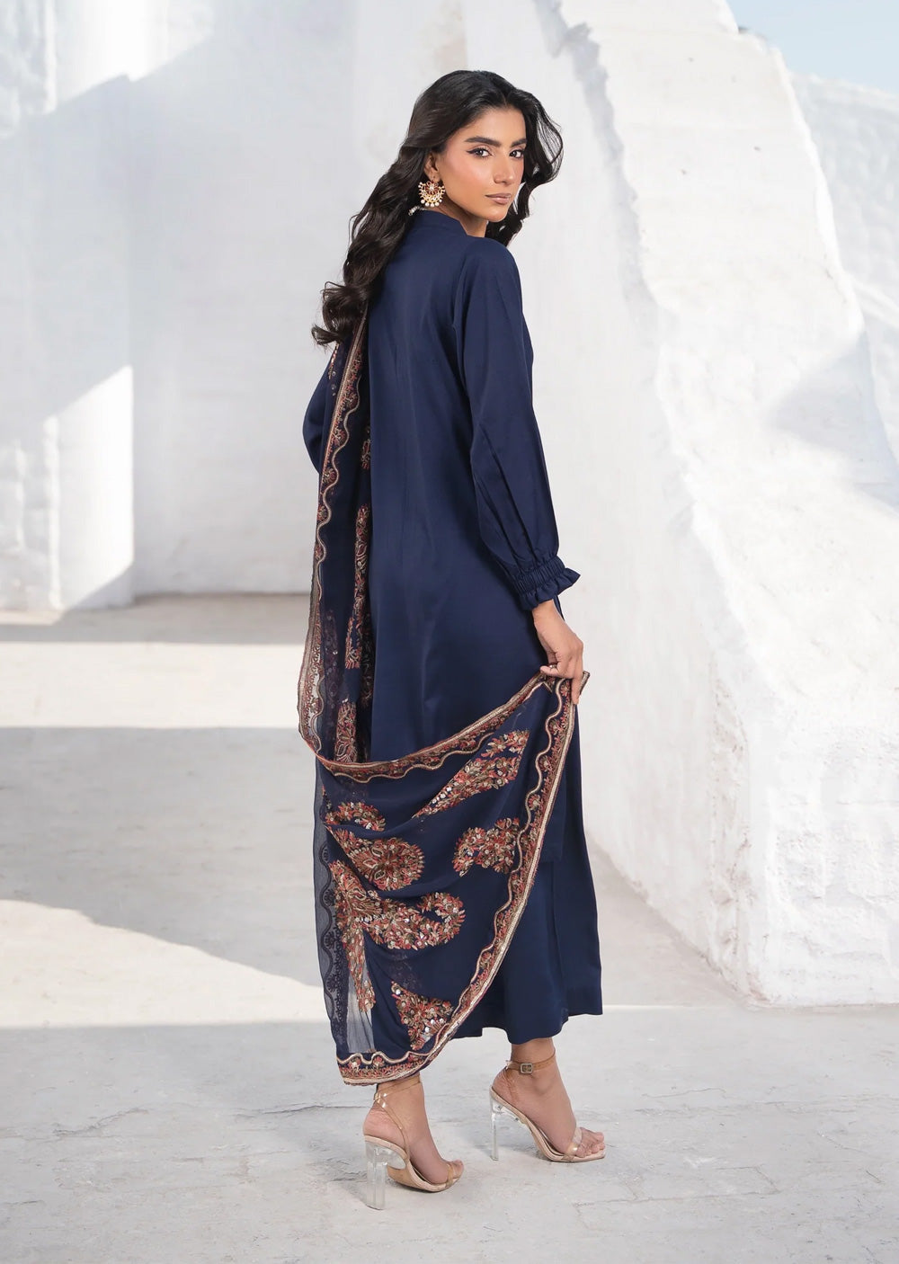 RNDH-03 - Navy - Readymade - Rania.H Linen Collection 2025 - Memsaab Online