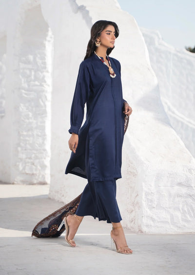 RNDH-03 - Navy - Readymade - Rania.H Linen Collection 2025 - Memsaab Online