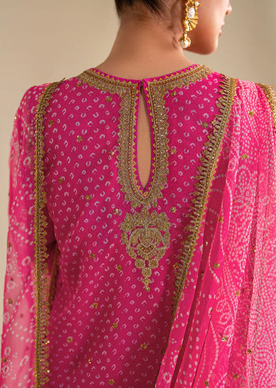 UF-626 - Hotpink - Readymade - Baroque Embroidered Chiffon Suit 2024 - Memsaab Online