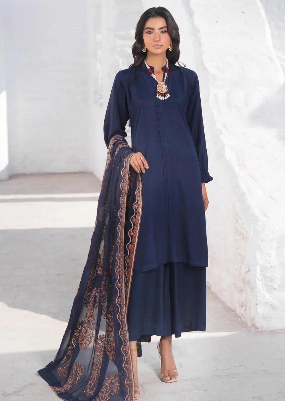 RNDH-03 - Navy - Readymade - Rania.H Linen Collection 2025 - Memsaab Online