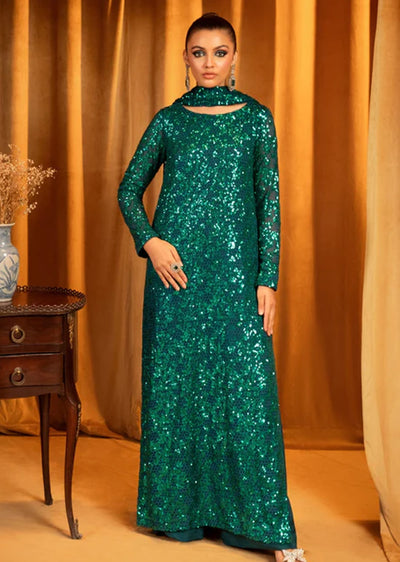 DLU5087-Aquamarine - Meeral Luxe - Readymade Organza Suit - Memsaab Online