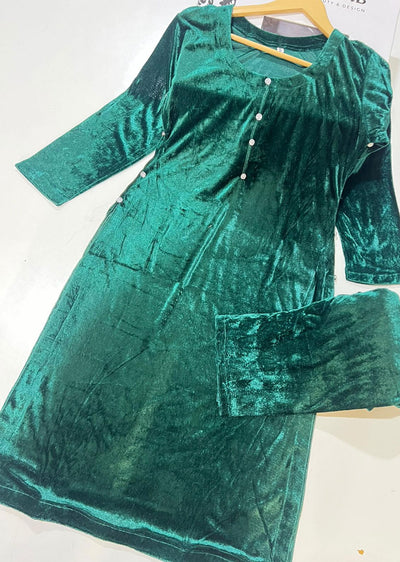 ASK403 Green Readymade 2 Piece Velvet Suit - Memsaab Online