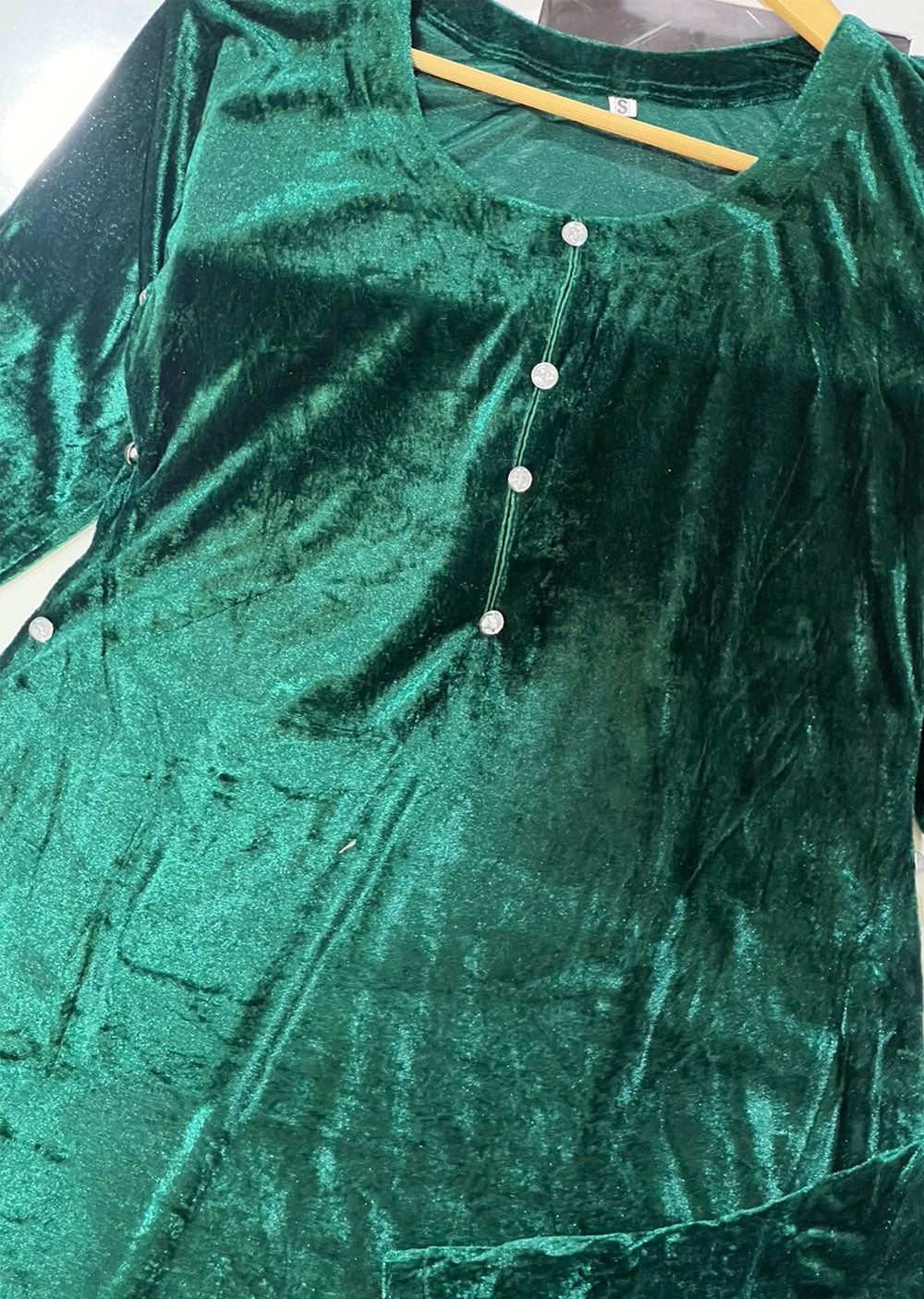 ASK403 Green Readymade 2 Piece Velvet Suit - Memsaab Online