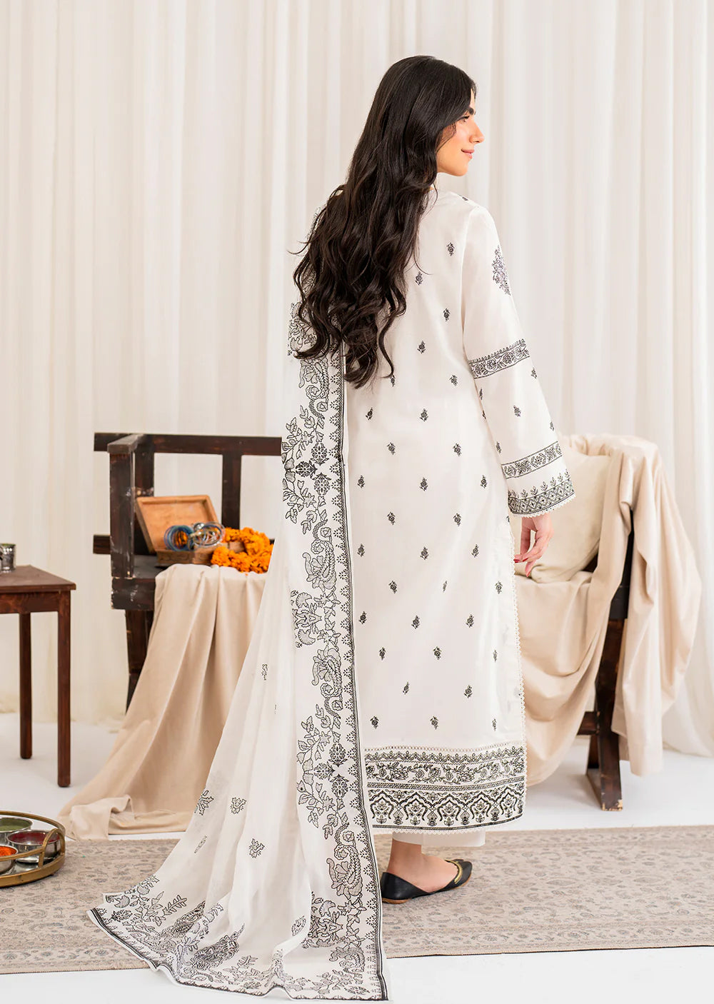 Fozia - Readymade 3 Piece Cotton Suit - Memsaab Online