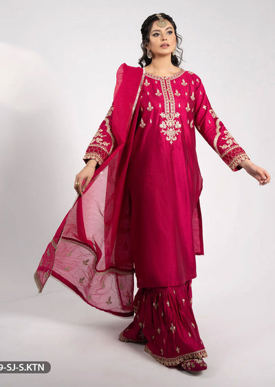 4059-SJ-S.KTN - Pink - Readymade Shaposh Formal Suit - Memsaab Online
