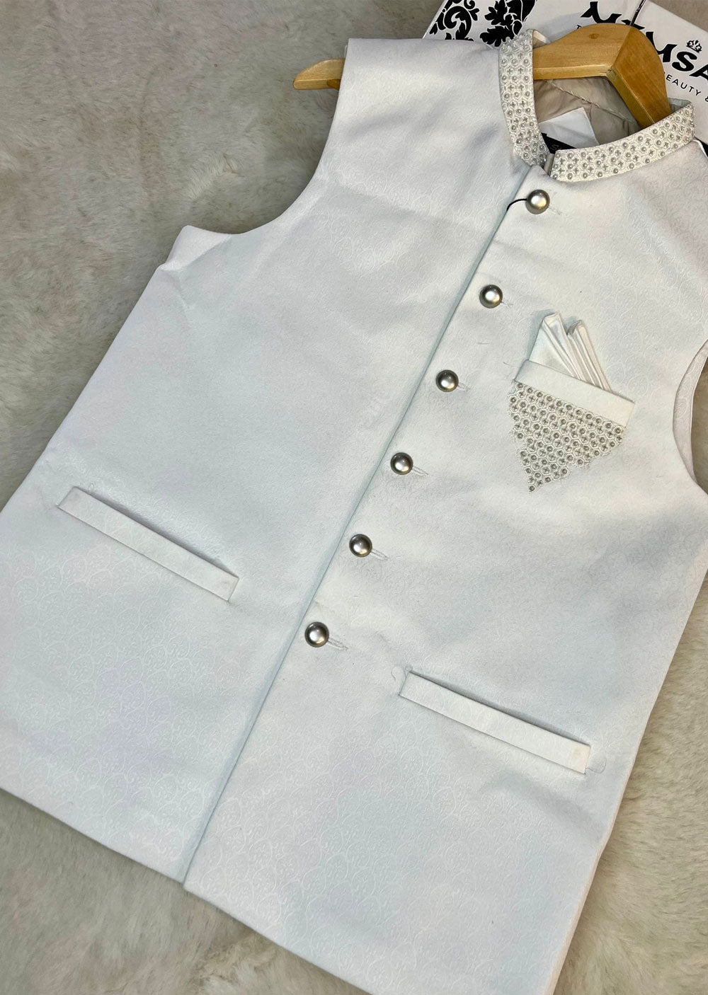 HM-41 Mens Premium White Waistcoat - Memsaab Online