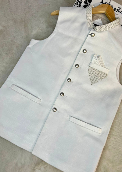 HM-41 Mens Premium White Waistcoat - Memsaab Online