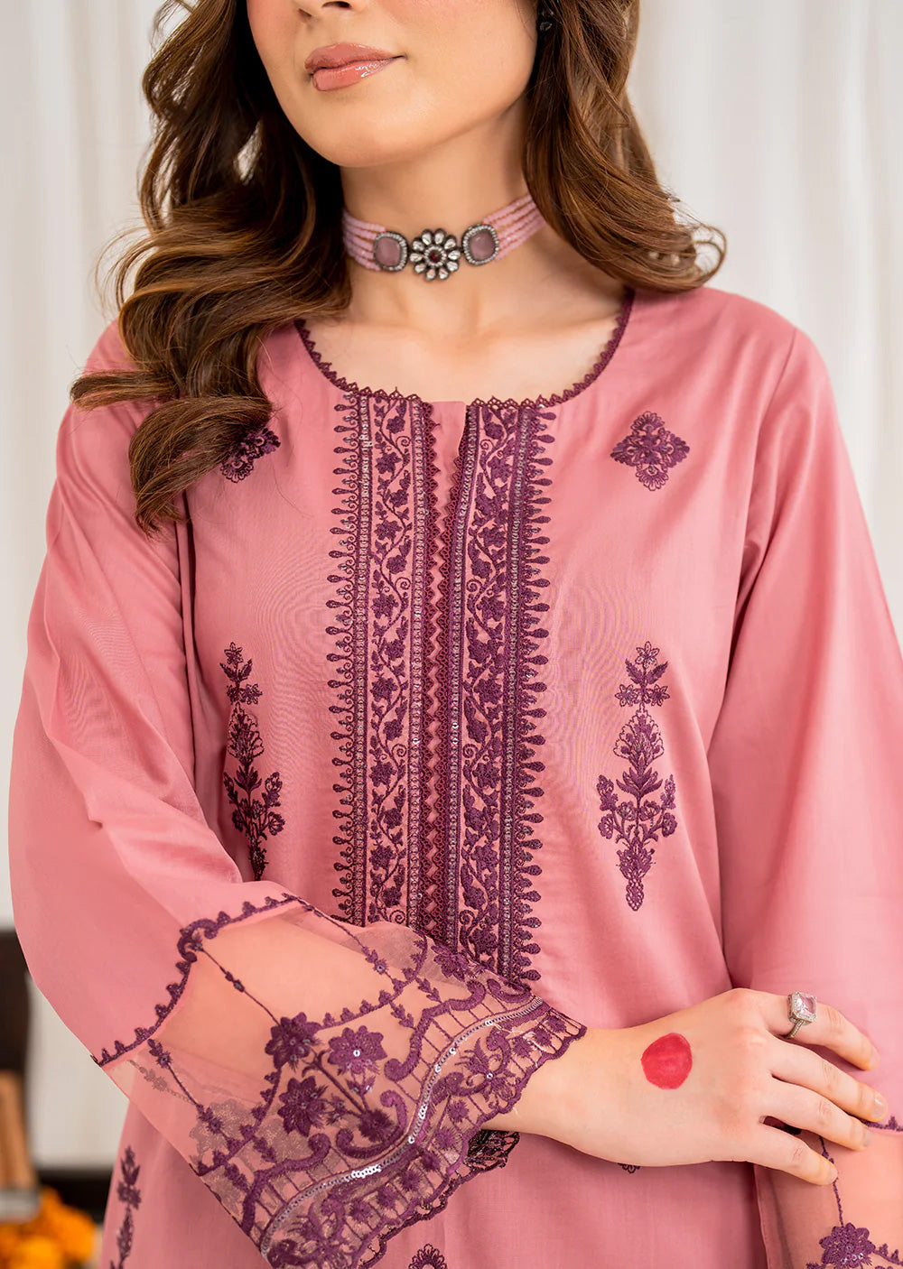 Suhanna - Readymade 3 Piece Garnet Suit - Memsaab Online