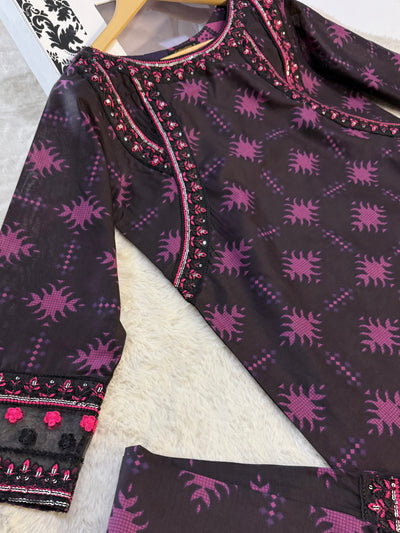 RBY-108 - RABIYA -Black Cotton 2 Piecce Co-ord Farshi - Memsaab Online