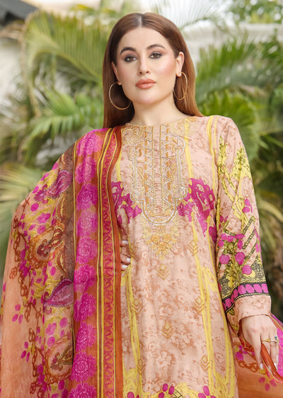 AMT4804 - Peach Readymade Lawn Suit - Memsaab Online