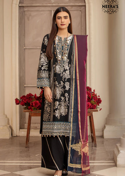 HSS-142 - Readymade Black Diamond Cotton Suit - Memsaab Online