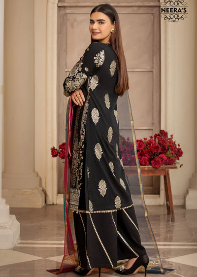 HSS-142 - Readymade Black Diamond Cotton Suit - Memsaab Online