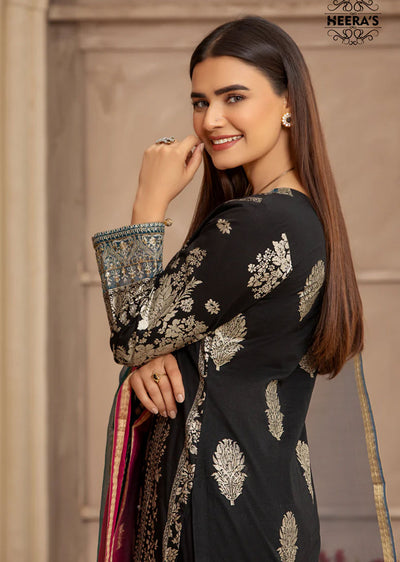 HSS-142 - Readymade Black Diamond Cotton Suit - Memsaab Online