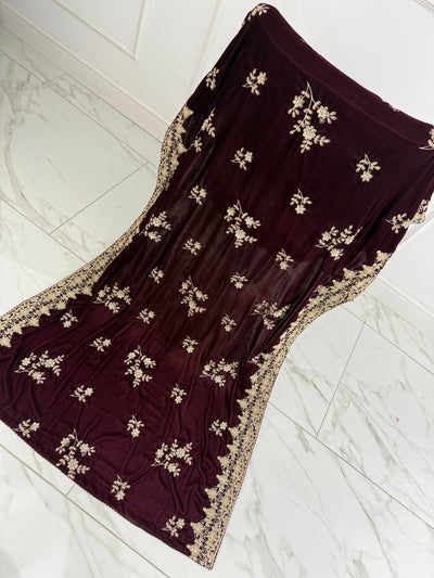SMV103 Embroidered Velvet Shawl