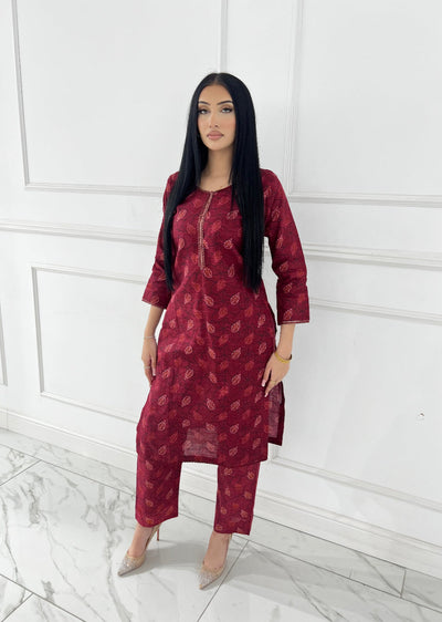 SLMN-34 Readymade Khaddar Co-ord - Memsaab Online