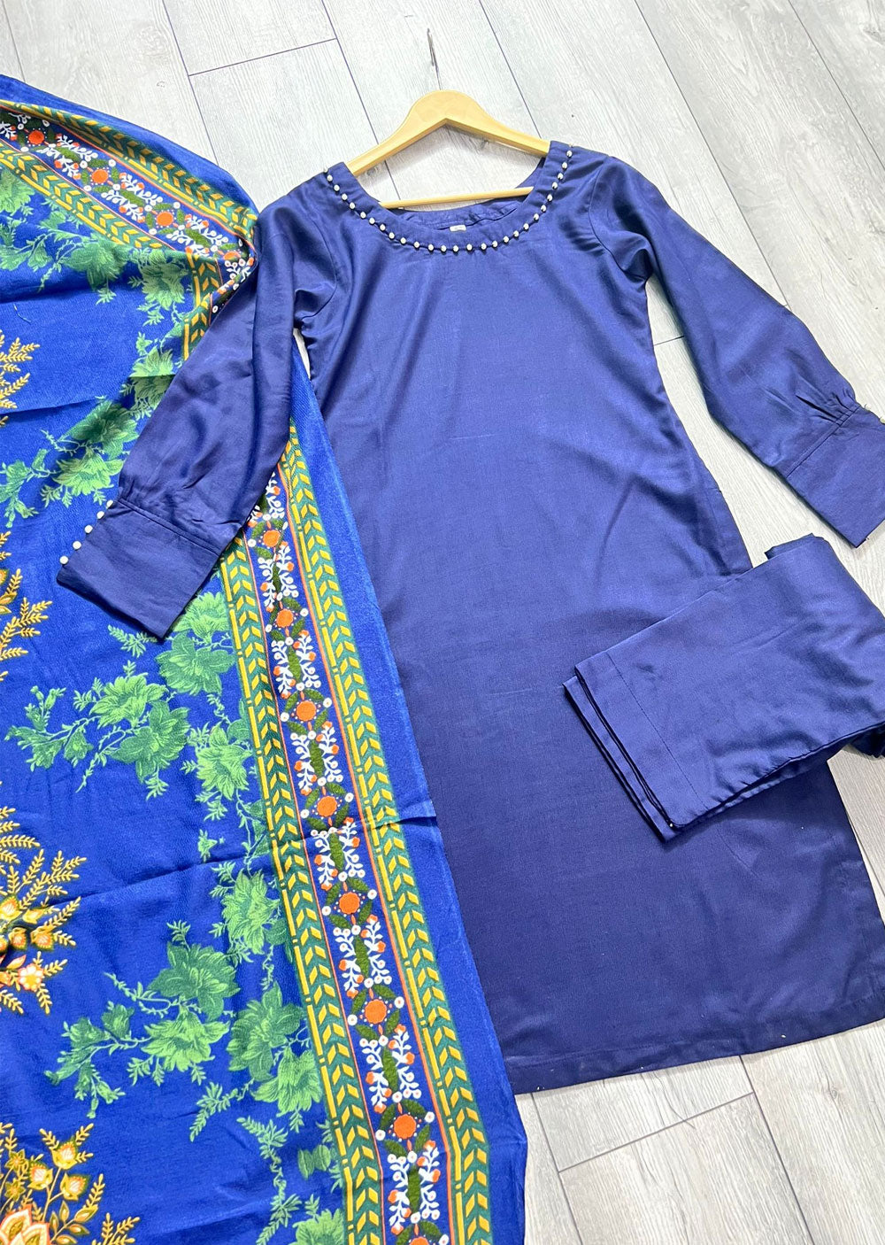 RGZ1743 Navy Readymade Dhanak Shawl Suit - Memsaab Online