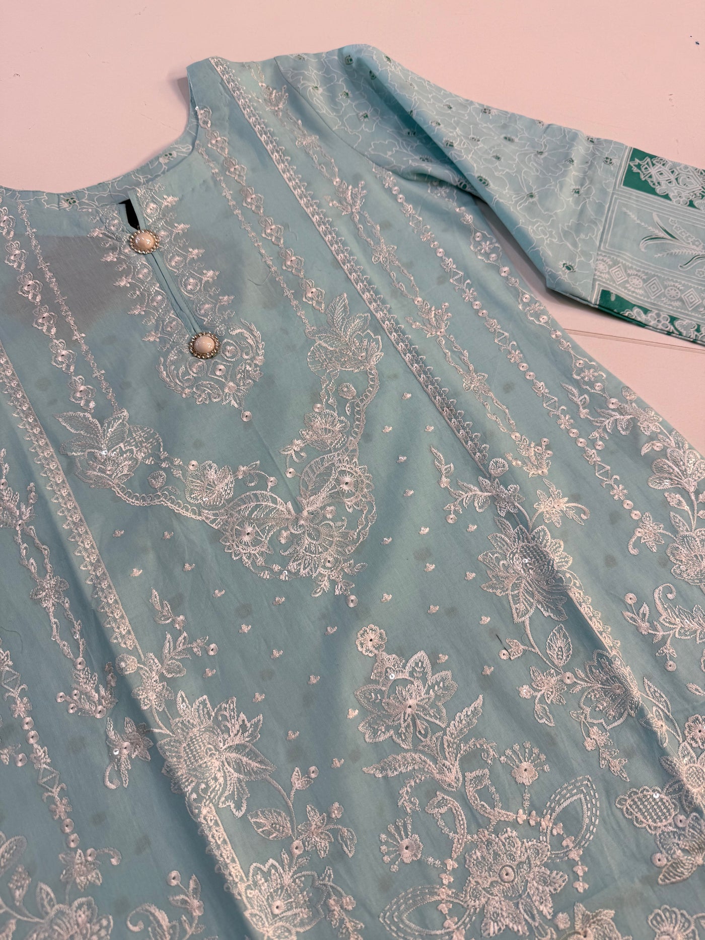 HSS-340 Readymade Turquoise Lawn Suit - Memsaab Online