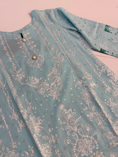 HSS-340 Readymade Turquoise Lawn Suit - Memsaab Online