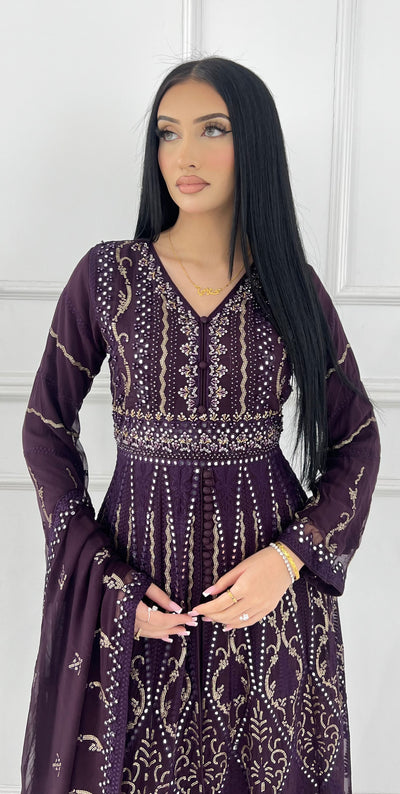 PS0800 Readymade Purple Chiffon Wedding Suit - Memsaab Online