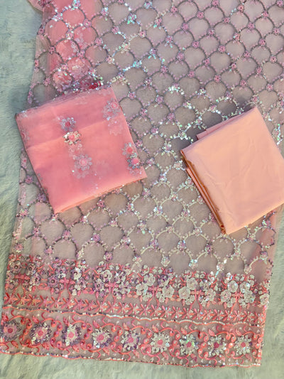 ASF8890 - Unstitched - Net Sequence Suit - Memsaab Online