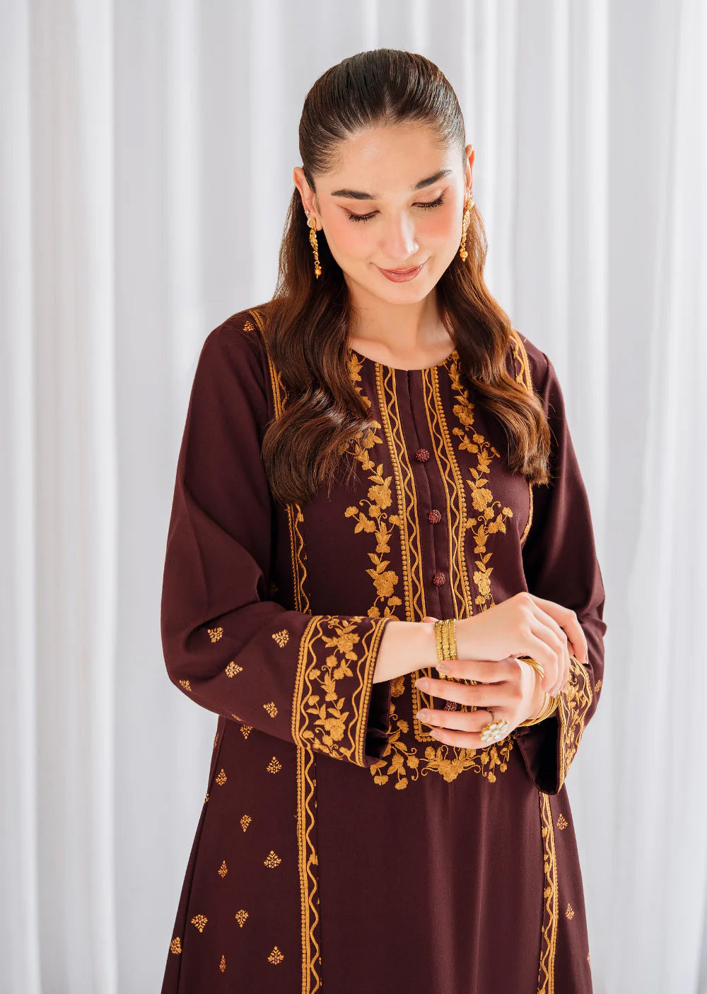 Marwa - Readymade 3 Piece Garnet Suit - Memsaab Online