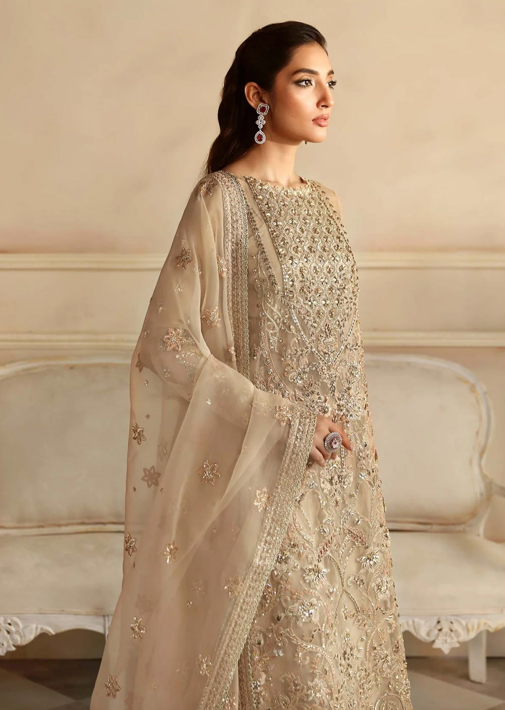 AKB-1544 - Nacar - Unstitched - Aleia Luxury Formals by Akbar Aslam 2024 - Memsaab Online