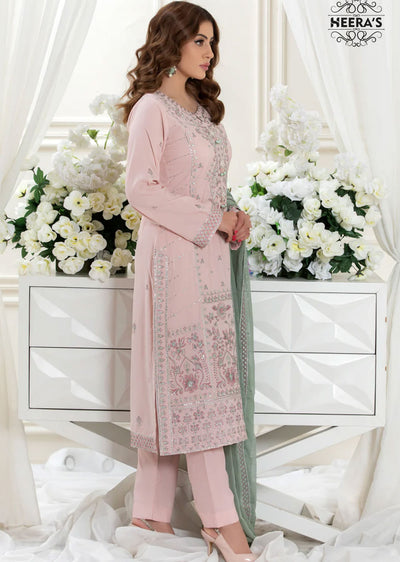 HSS-145 - Readymade Pink Cotton Suit - Memsaab Online