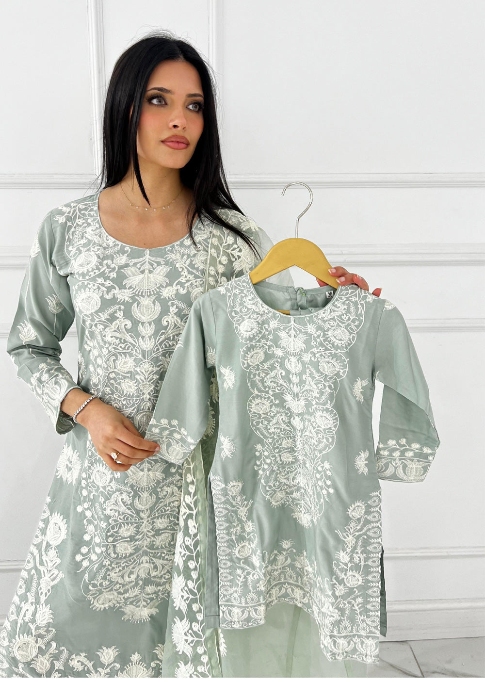 HK300 Readymade - Mother & Daughter Linen Outfit 2025 - Memsaab Online