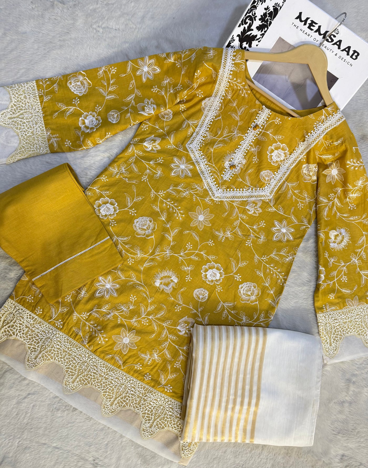 HSS-23 Readymade Lawn Suit - Memsaab Online