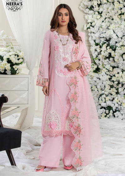 HSS-146 - Readymade Peach Cotton Suit - Memsaab Online