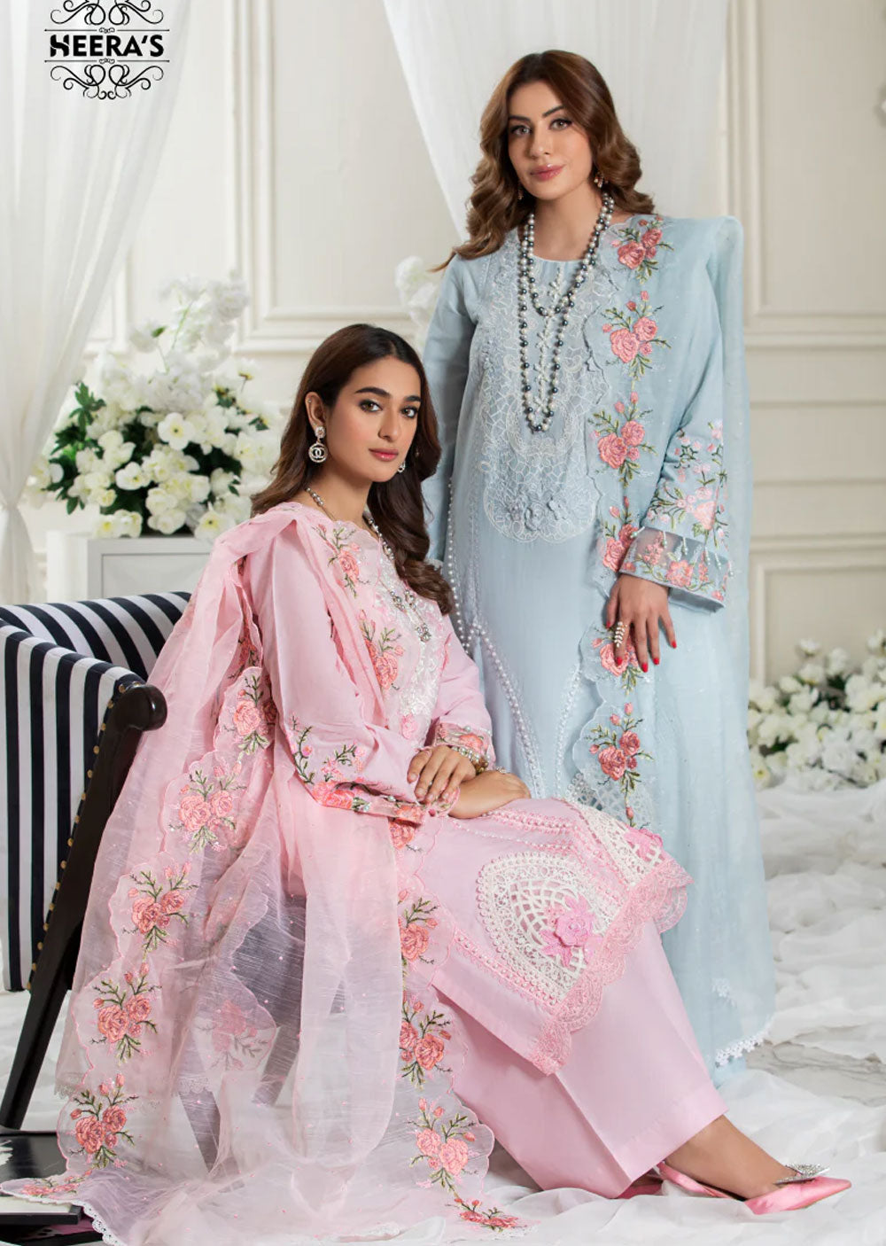 HSS-146 - Readymade Peach Cotton Suit - Memsaab Online