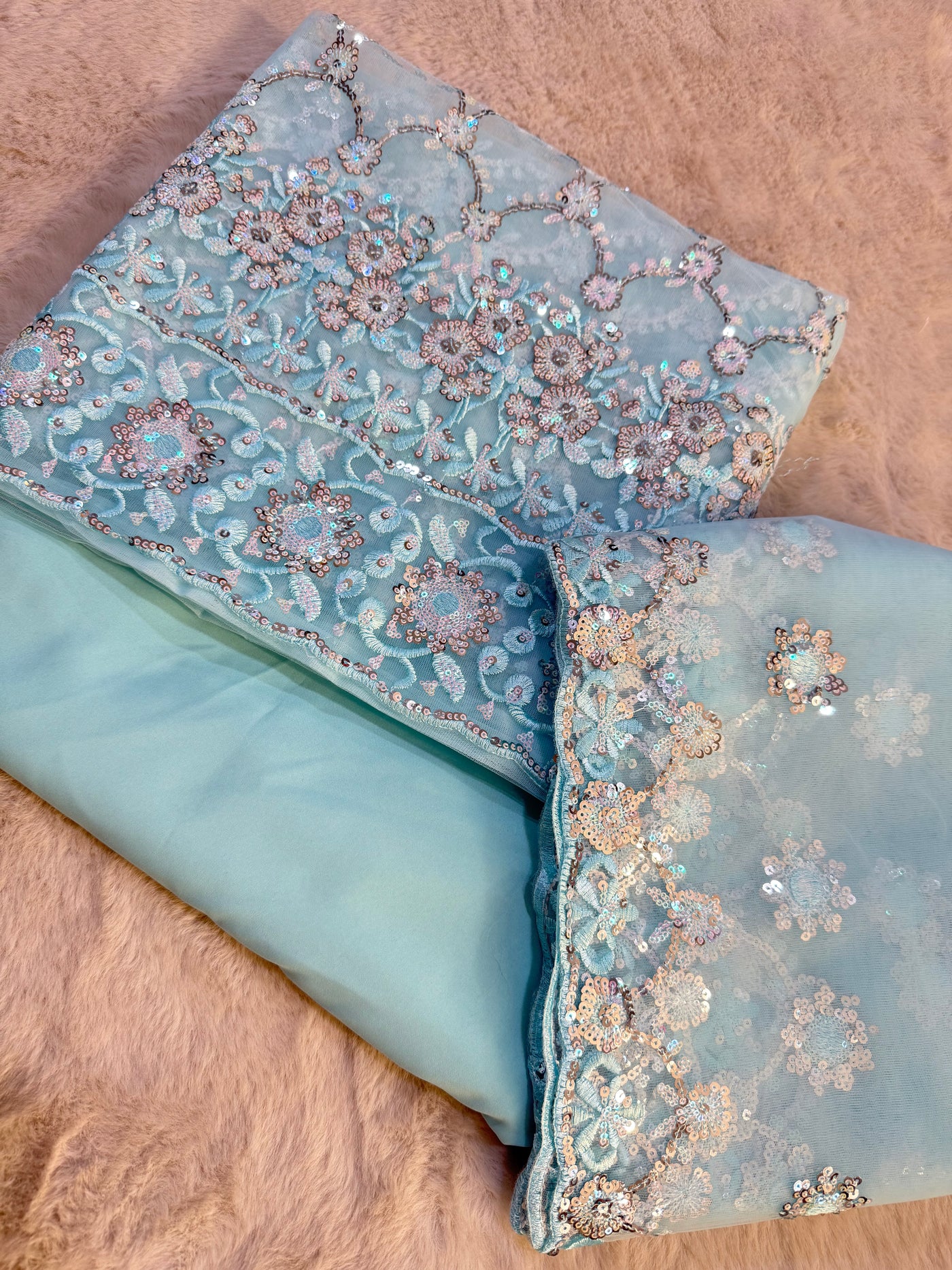 ASF8890 - Unstitched - Net Sequence Suit - Memsaab Online