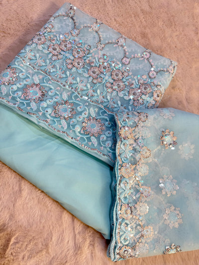 ASF8890 - Unstitched - Net Sequence Suit - Memsaab Online