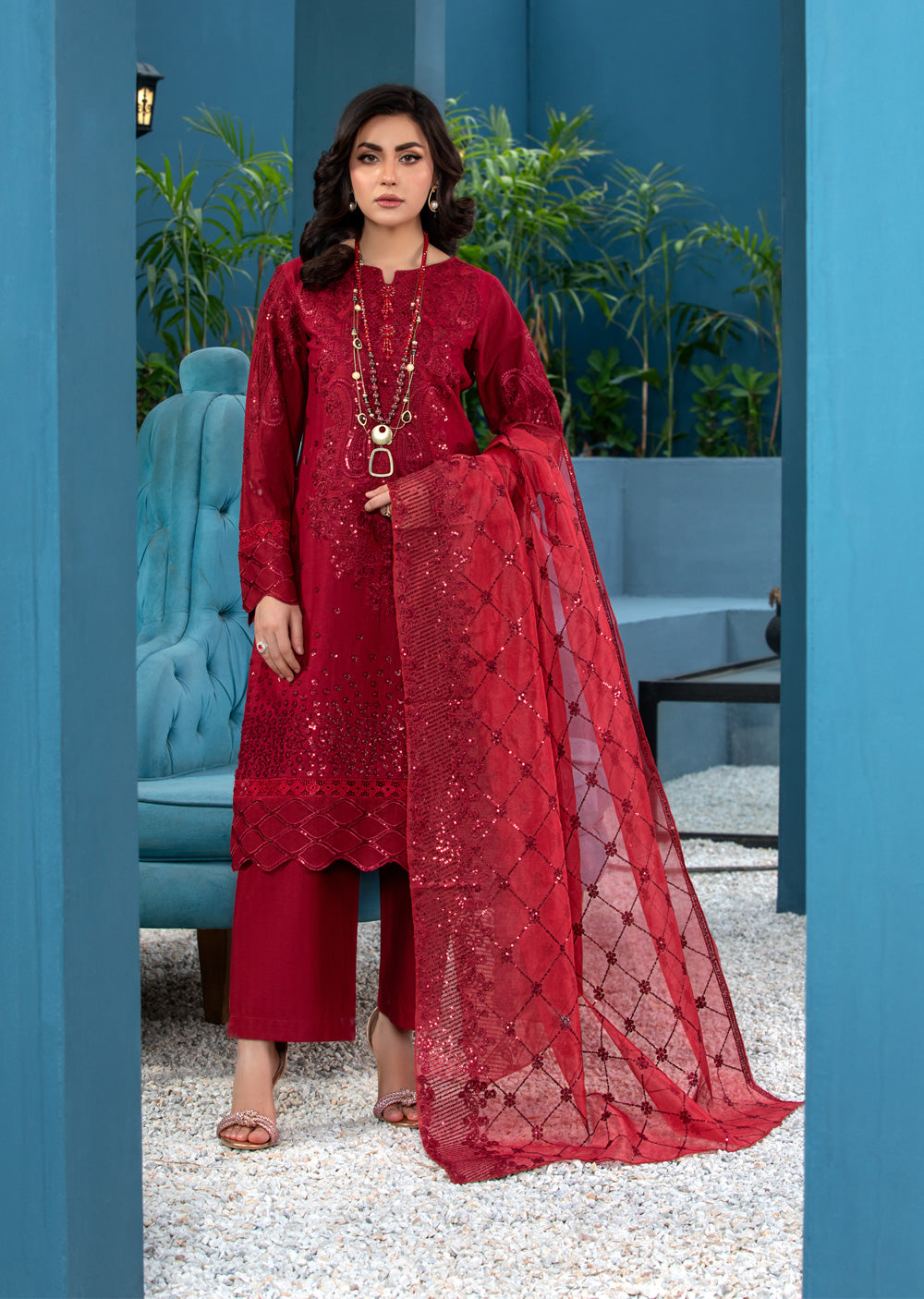 HSS-232 - Readymade Heeras linen Suit - Memsaab Online