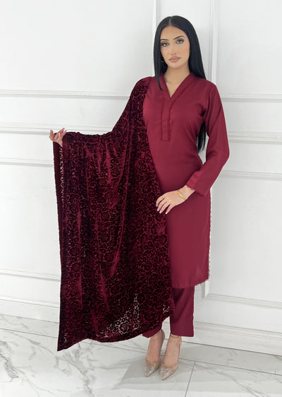 ASMB-01 - Maroon - Readymade Mughal Palachi Suit 2025 - Memsaab Online