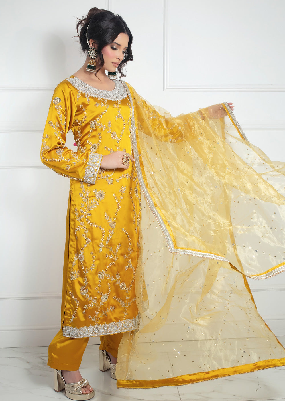 SRB1320 - Yellow - Readymade - Sehrish.B Designer - Memsaab Online