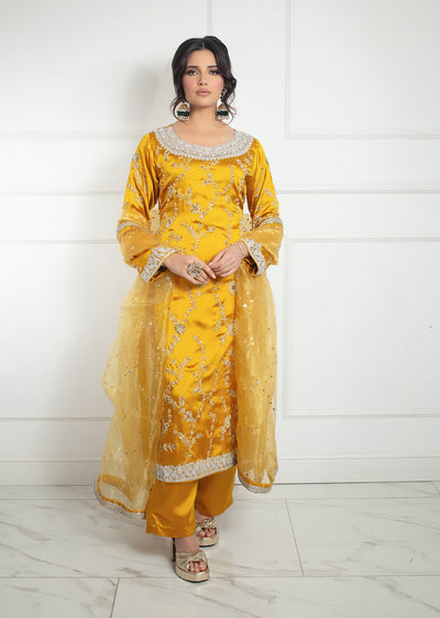 SRB1320 - Yellow - Readymade - Sehrish.B Designer - Memsaab Online